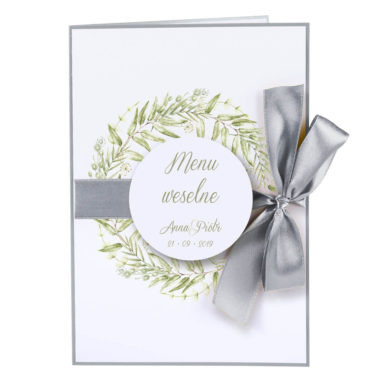 karty menu weselne spis dań na stół motyw kwiatowy personalizacja