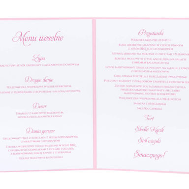 karty menu weselne spis dań na stół motyw kwiatowy personalizacja