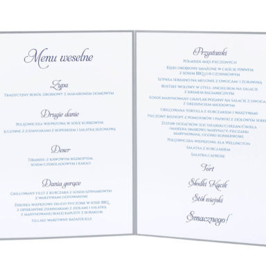 karty menu weselne spis dań na stół motyw kwiatowy personalizacja