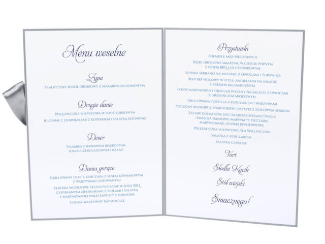 karty menu weselne spis dań na stół motyw kwiatowy personalizacja