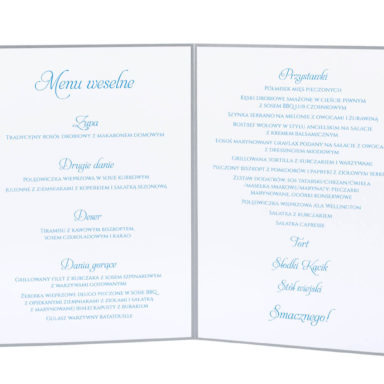 karty menu weselne spis dań na stół motyw kwiatowy personalizacja