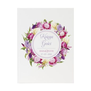 Księga gości z kwiatami Irysów i Piwonii