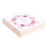 Eleganckie drewniane pudełko podziękowanie zaproszenie dla rodziców motyw kwiatowy różowy