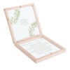 Eleganckie drewniane pudełko podziękowanie zaproszenie dla rodziców motyw kwiatowy zielony greenery