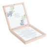 Eleganckie drewniane pudełko podziękowanie zaproszenie dla rodziców motyw kwiatowy anemony sukulenty