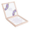 Eleganckie drewniane pudełko podziękowanie zaproszenie dla rodziców motyw kwiatowy fiołki