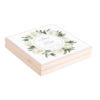 Eleganckie drewniane pudełko podziękowanie zaproszenie dla rodziców motyw kwiatowy białe piwonie