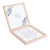 Eleganckie drewniane pudełko podziękowanie zaproszenie dla rodziców motyw kwiatowy lawenda