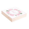 Eleganckie drewniane pudełko podziękowanie zaproszenie dla rodziców motyw kwiatowy różowe piwonie