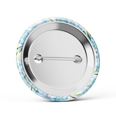 Metalowa okrągła przypinka dla gości agrafka niezpominajki niebieski