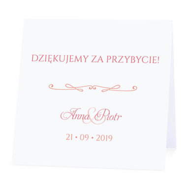 Winietka weselna na stół wizytówka podziękowanie personalizacja