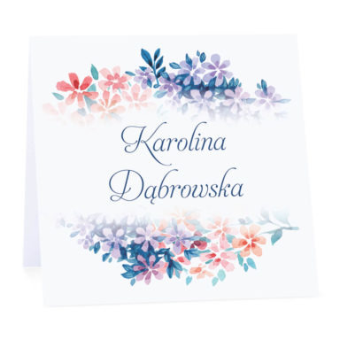 Winietka weselna na stół wizytówka podziękowanie personalizacja florals