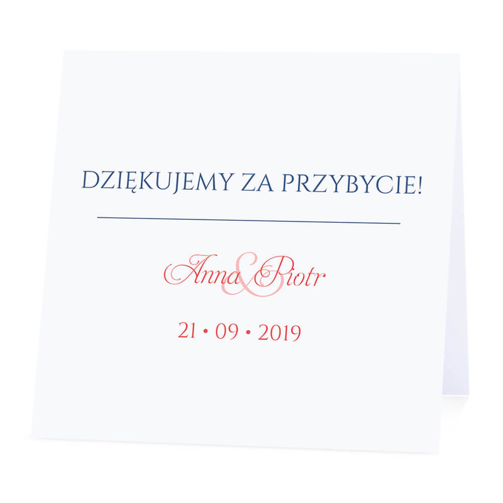 Winietka weselna na stół wizytówka podziękowanie personalizacja