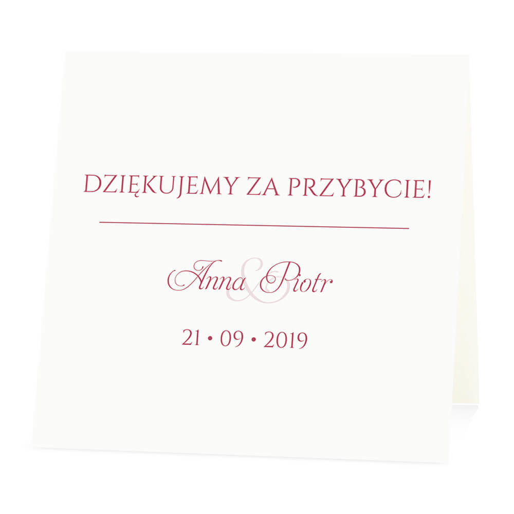 Winietka weselna na stół wizytówka podziękowanie personalizacja