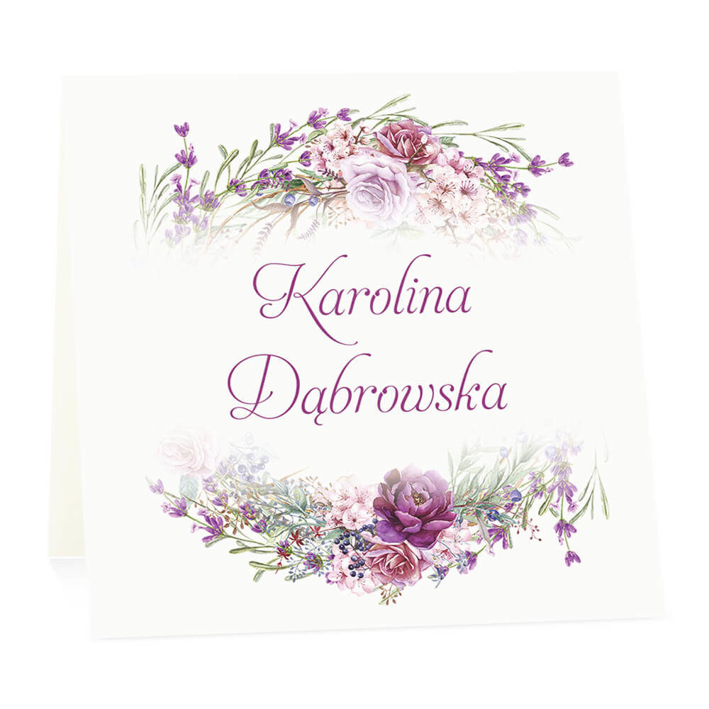 Winietka weselna na stół wizytówka podziękowanie personalizacja florals kolorowe