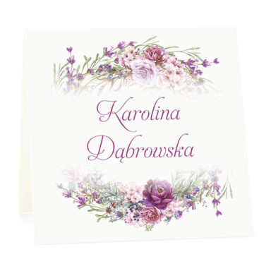 Winietka weselna na stół wizytówka podziękowanie personalizacja florals kolorowe