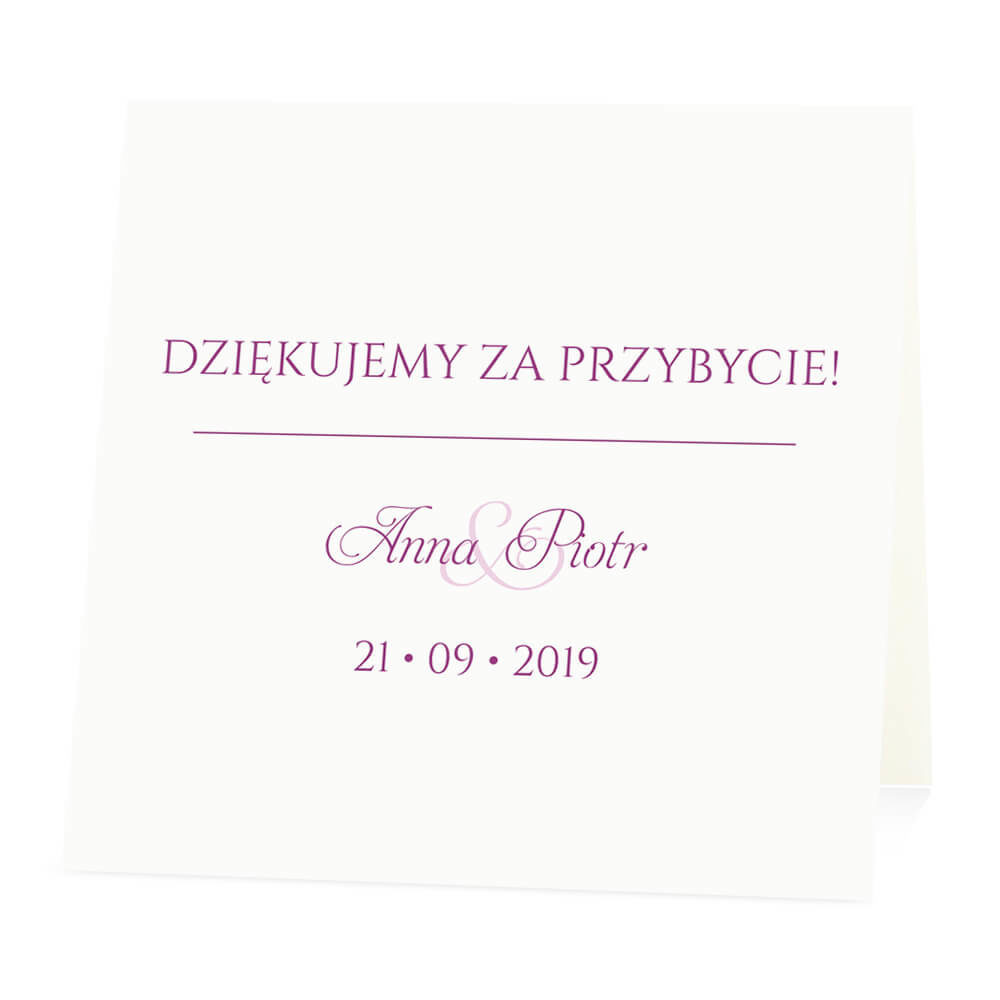 Winietka weselna na stół wizytówka podziękowanie personalizacja