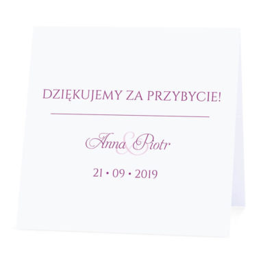 Winietka weselna na stół wizytówka podziękowanie personalizacja