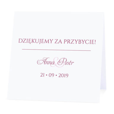 Winietka weselna na stół wizytówka podziękowanie personalizacja