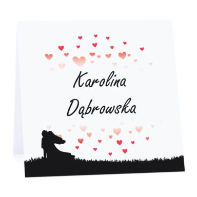 Winietka weselna na stół wizytówka podziękowanie personalizacja serca love