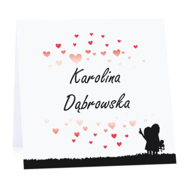 Winietka weselna na stół wizytówka podziękowanie personalizacja serca love