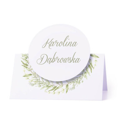 Winietka weselna na stół z motywem kwiatowym greenery personalizacja