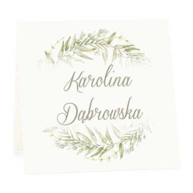 Winietka weselna na stół wizytówka podziękowanie personalizacja greenery