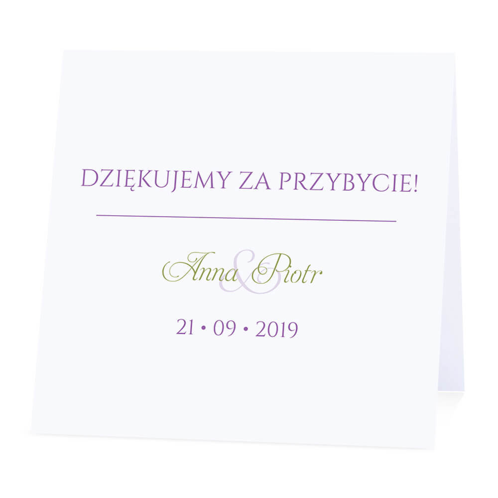 Winietka weselna na stół wizytówka podziękowanie personalizacja
