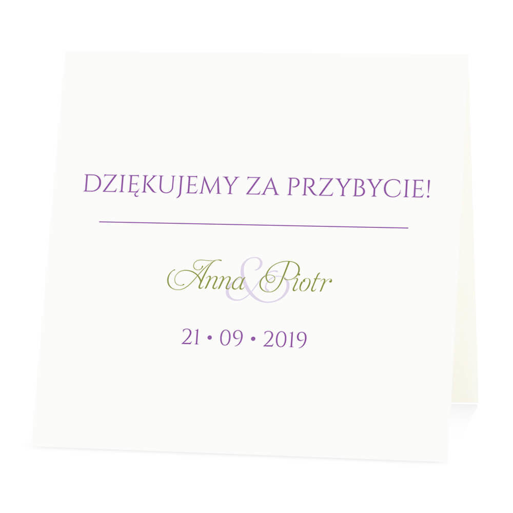 Winietka weselna na stół wizytówka podziękowanie personalizacja