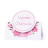 Winietka weselna na stół z motywem różowych goździków personalizacja
