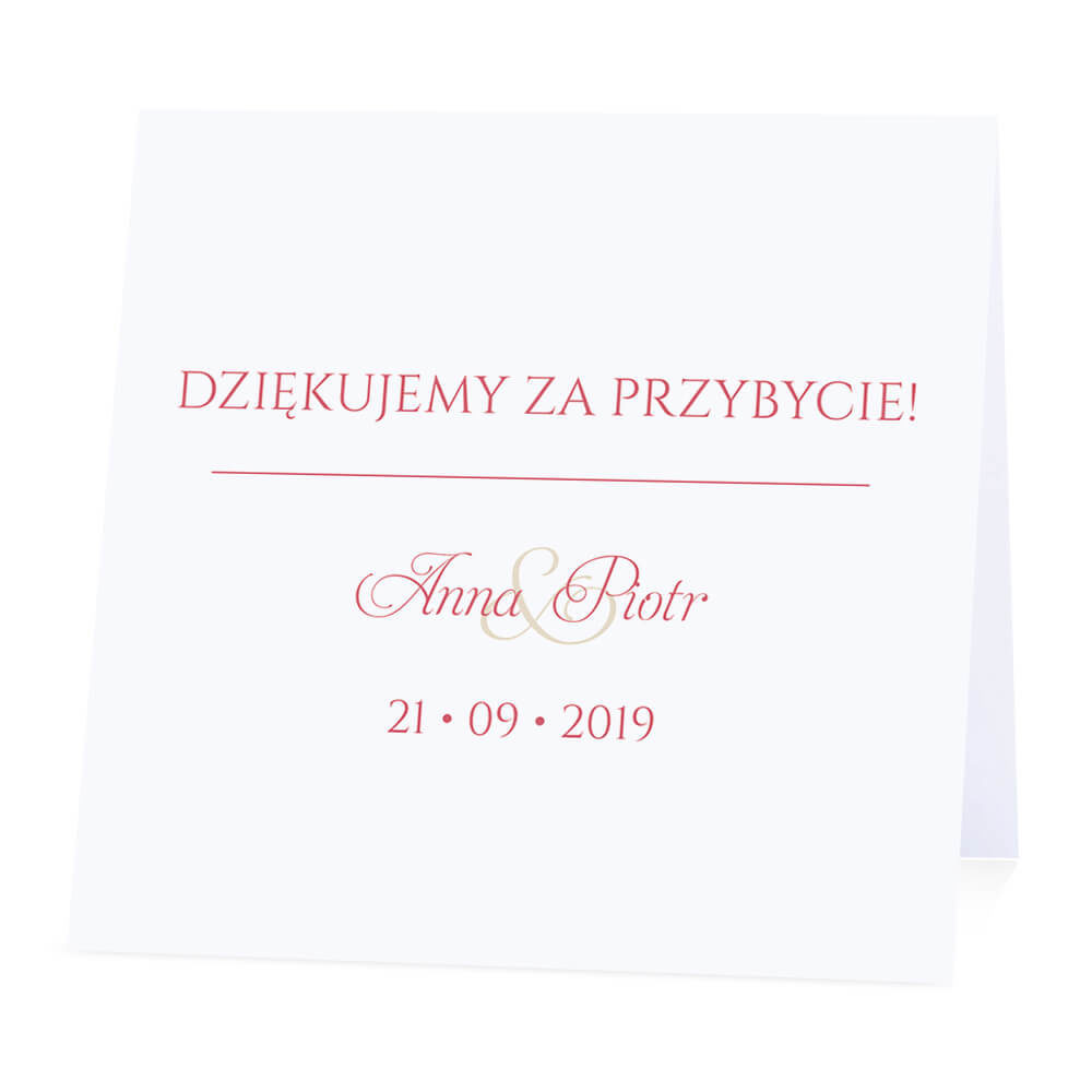 Winietka weselna na stół wizytówka podziękowanie personalizacja