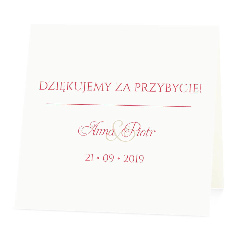 Winietka weselna na stół wizytówka podziękowanie personalizacja