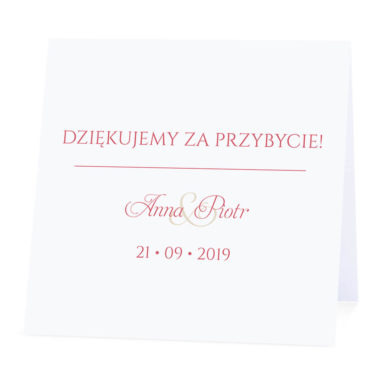 Winietka weselna na stół wizytówka podziękowanie personalizacja