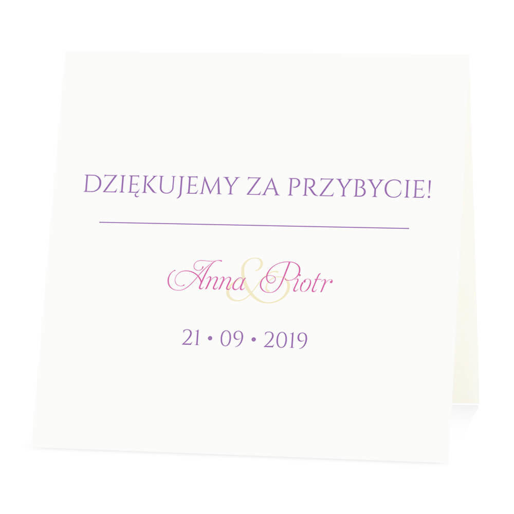 Winietka weselna na stół wizytówka podziękowanie personalizacja