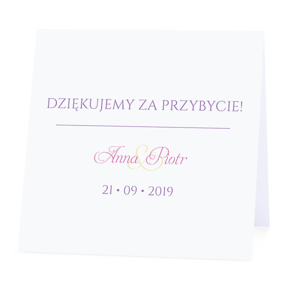 Winietka weselna na stół wizytówka podziękowanie personalizacja