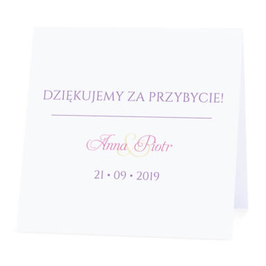 Winietka weselna na stół wizytówka podziękowanie personalizacja