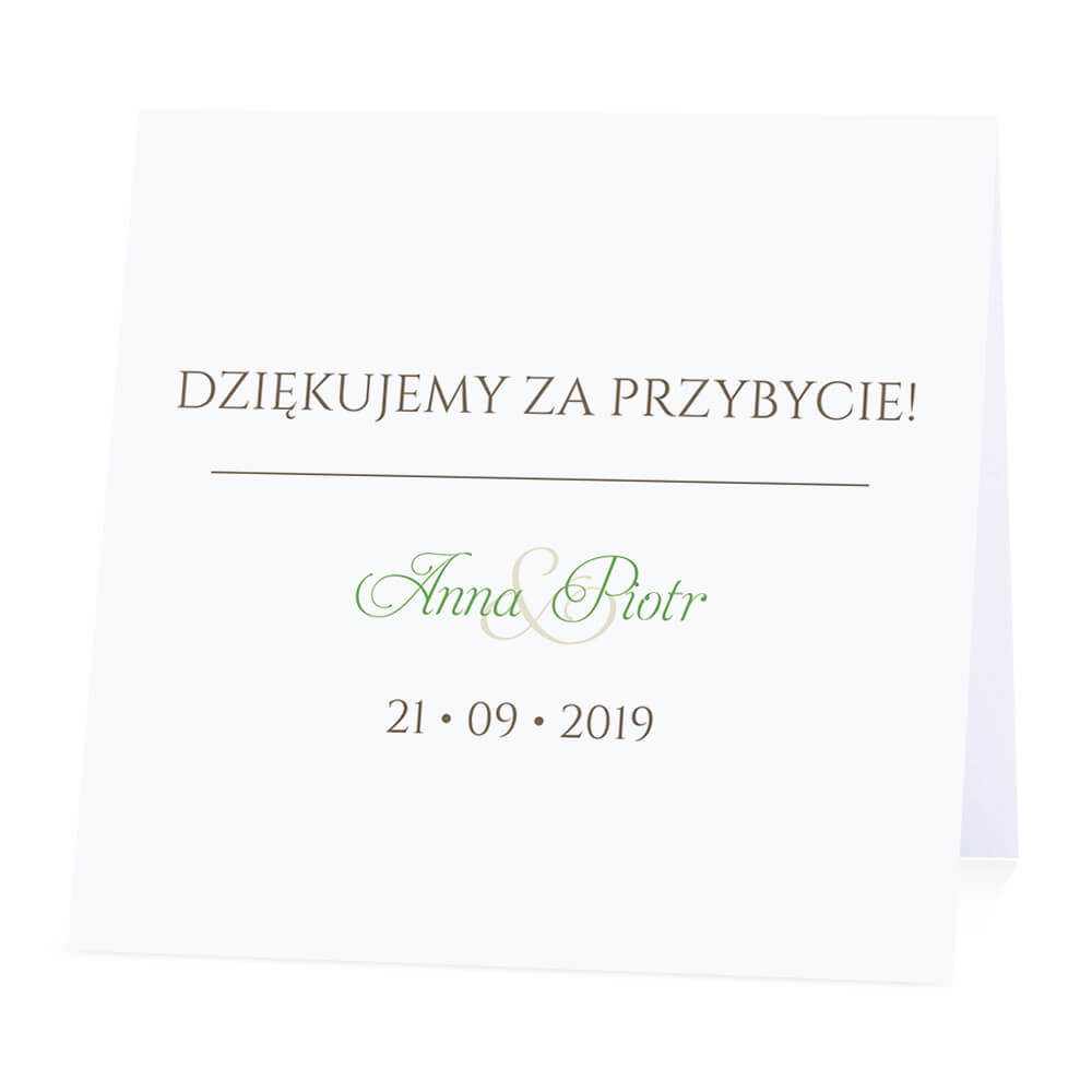 Winietka weselna na stół wizytówka podziękowanie personalizacja