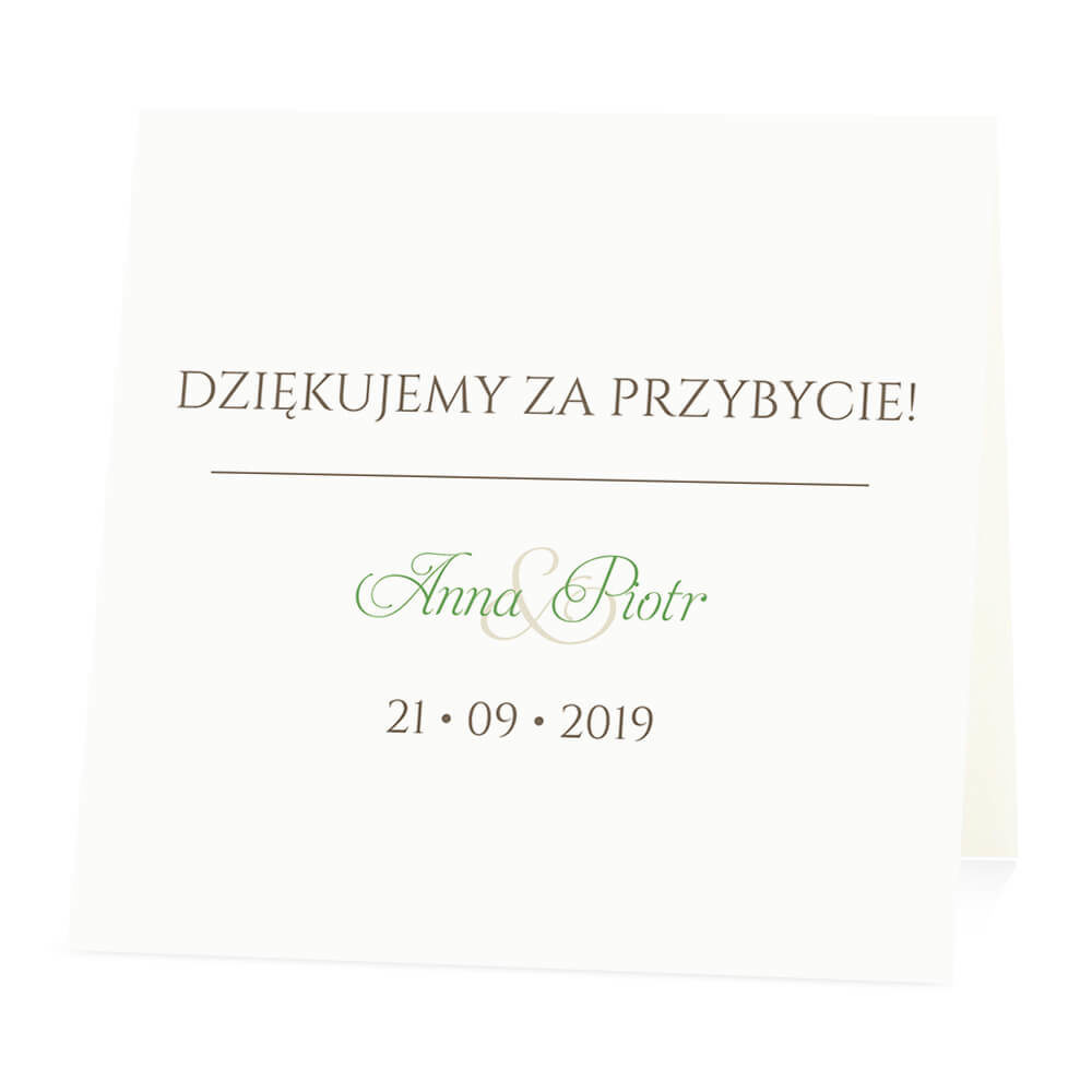Winietka weselna na stół wizytówka podziękowanie personalizacja
