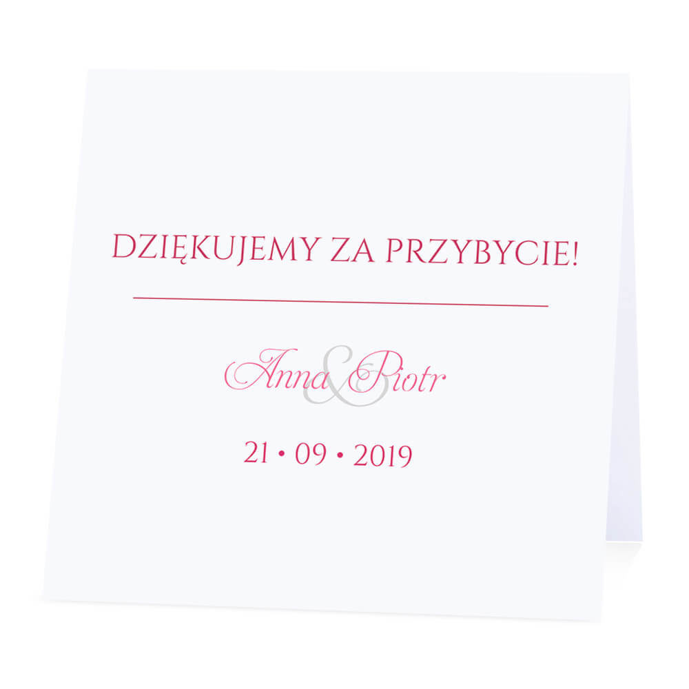 Winietka weselna na stół wizytówka podziękowanie personalizacja