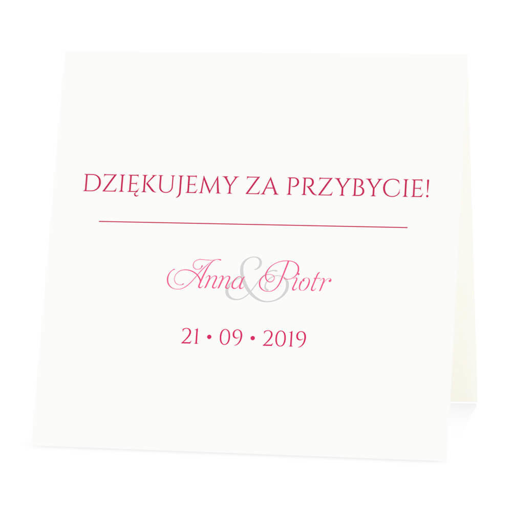 Winietka weselna na stół wizytówka podziękowanie personalizacja
