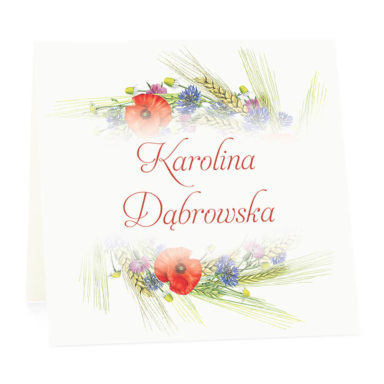 Winietka weselna na stół wizytówka podziękowanie personalizacja kwiaty polne