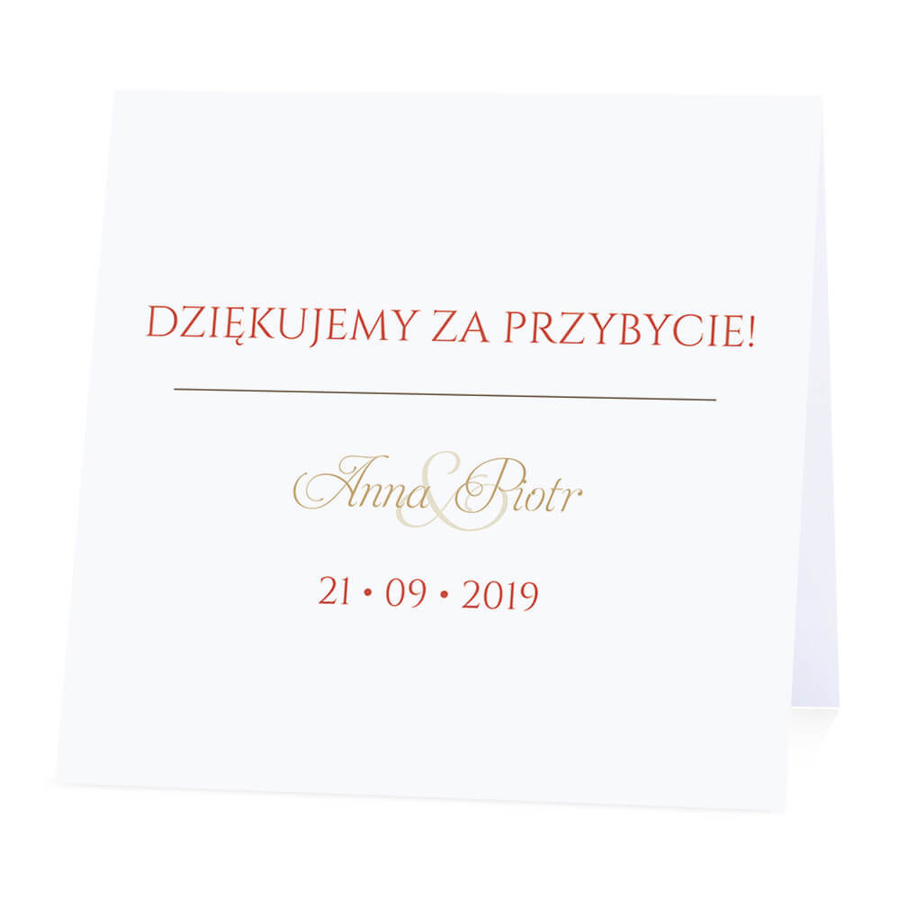 Winietka weselna na stół wizytówka podziękowanie personalizacja