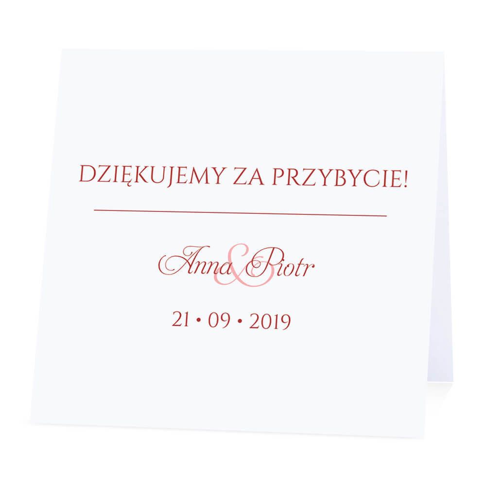 Winietka weselna na stół wizytówka podziękowanie personalizacja