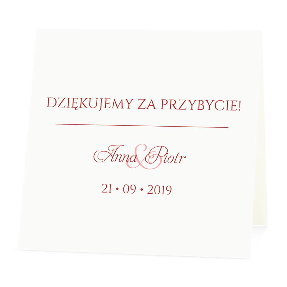 Winietka weselna na stół wizytówka podziękowanie personalizacja