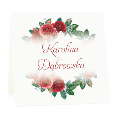 Winietka weselna na stół wizytówka podziękowanie personalizacja róże