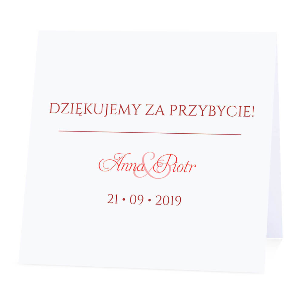 Winietka weselna na stół wizytówka podziękowanie personalizacja