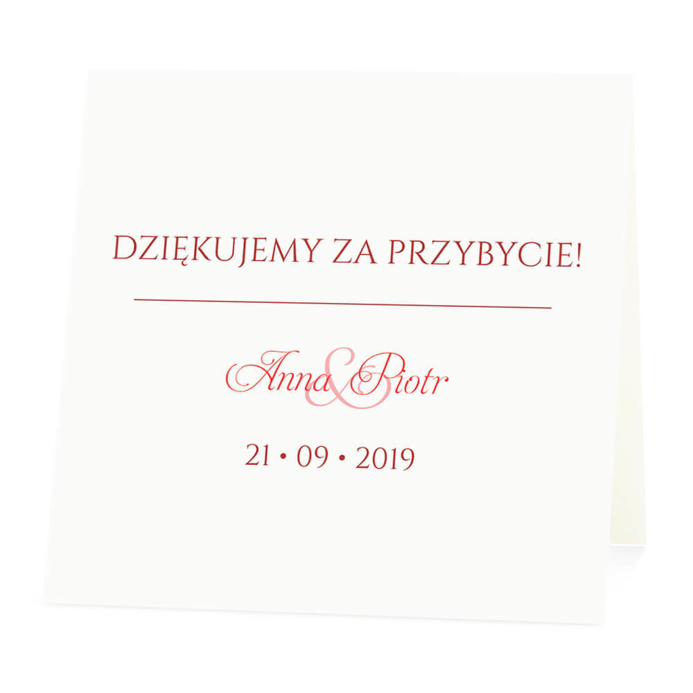 Winietka weselna na stół wizytówka podziękowanie personalizacja