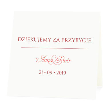 Winietka weselna na stół wizytówka podziękowanie personalizacja