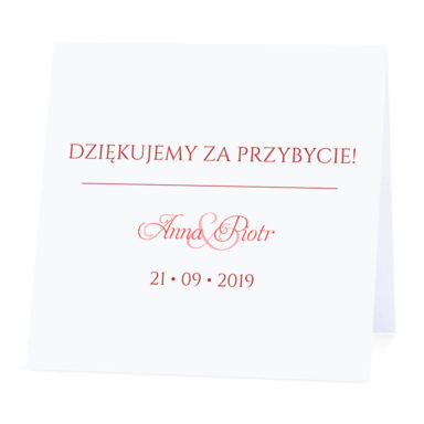 Winietka weselna na stół wizytówka podziękowanie personalizacja