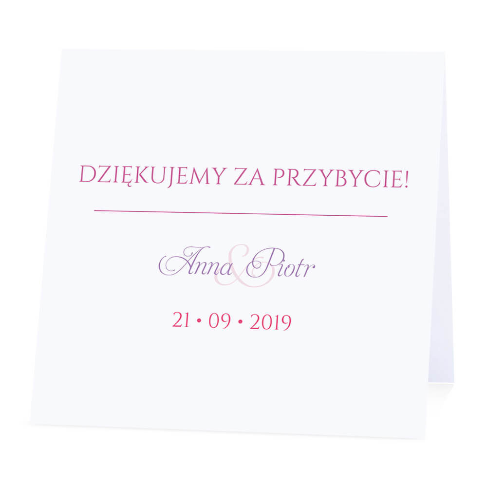 Winietka weselna na stół wizytówka podziękowanie personalizacja